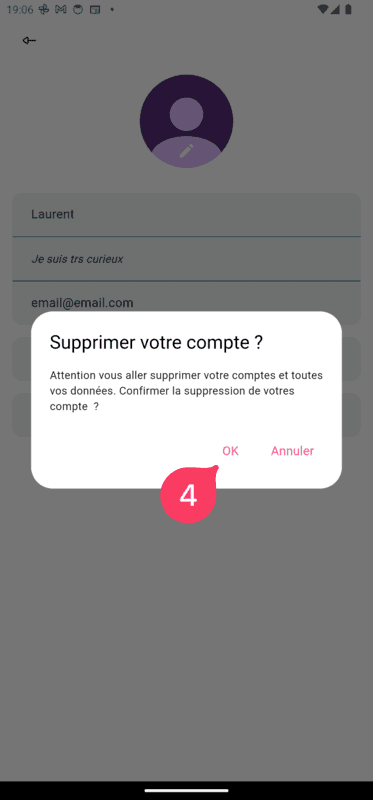 Boîte de dialogue de confirmation de suppression
